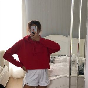 Red cropped hoodie